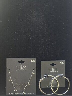 Juliet Gold-Tone Delicate Necklace and Hoop Earrings Set - Gold